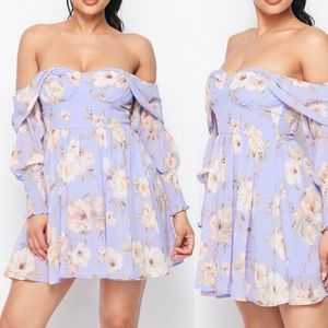 NEW Fashion boutiqueFloral Summer Dress HIGH QUALITY cute trendy sexy - Lavender